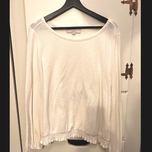 LOFT long sleeved white textured blouse, size L